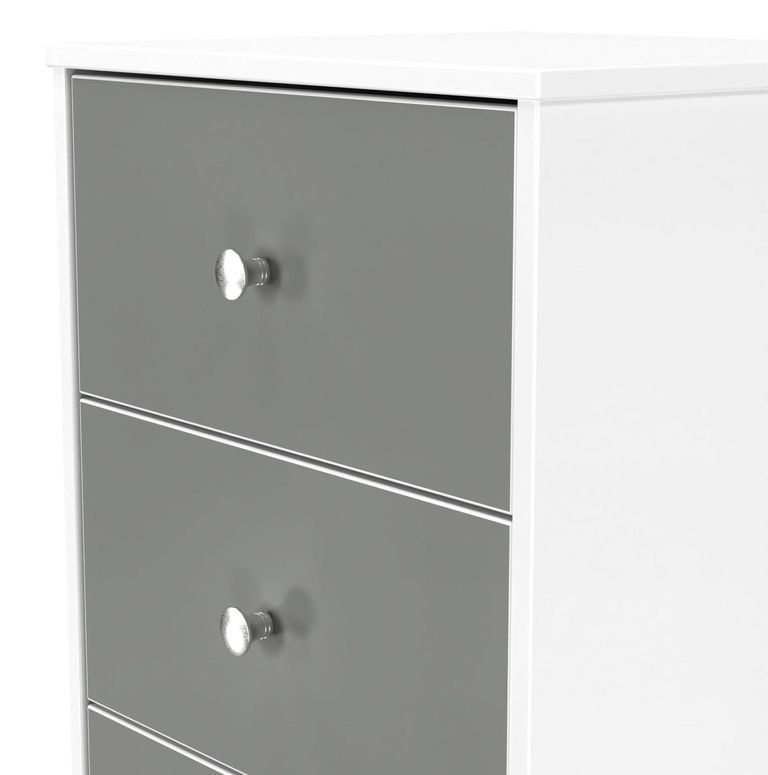 Padstow Grey and White 5 Drawer Narrow Chest