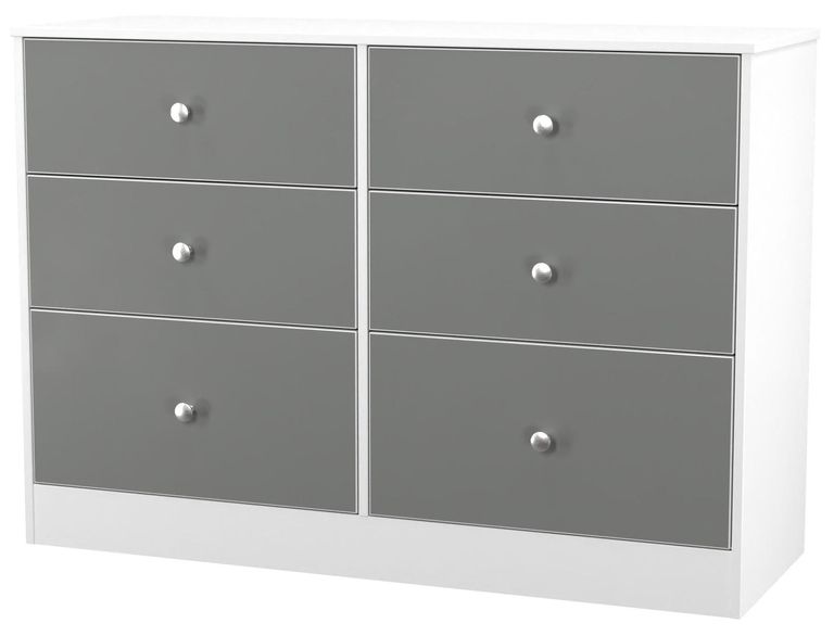 Padstow Grey and White Matt 6 Drawer Midi Chest