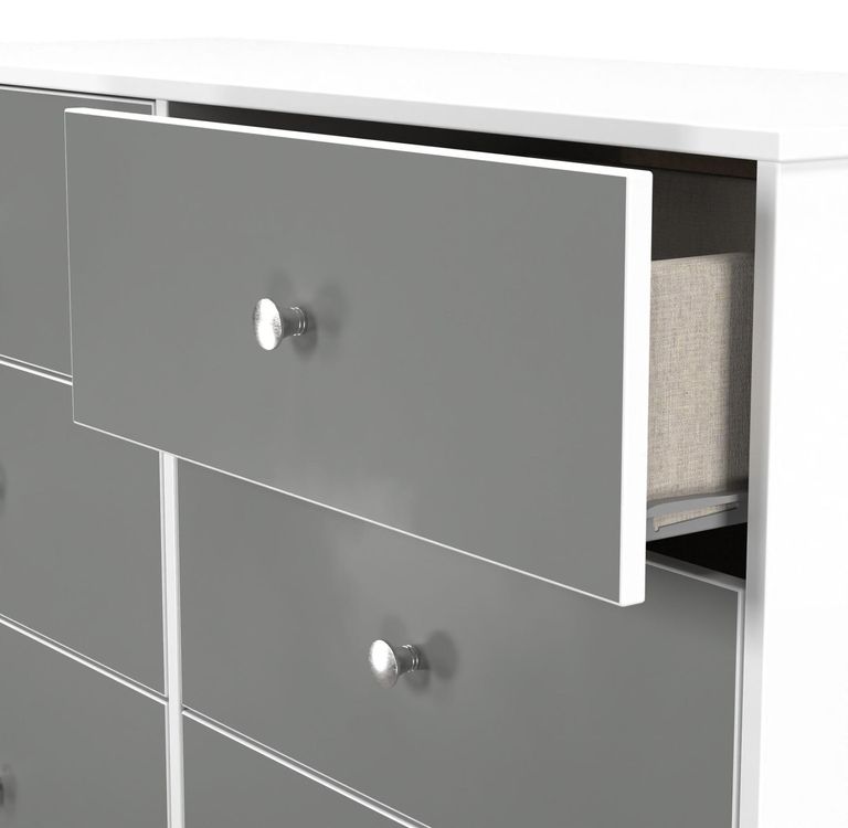 Padstow Grey and White Matt 6 Drawer Midi Chest