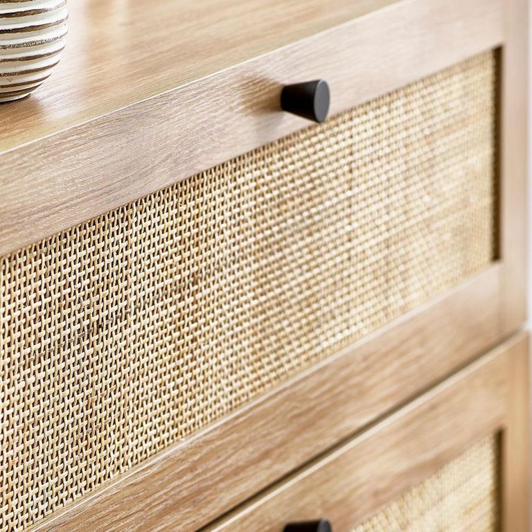 Padstow Chest of Drawers - 3 Drawer - Small - Oak and Rattan