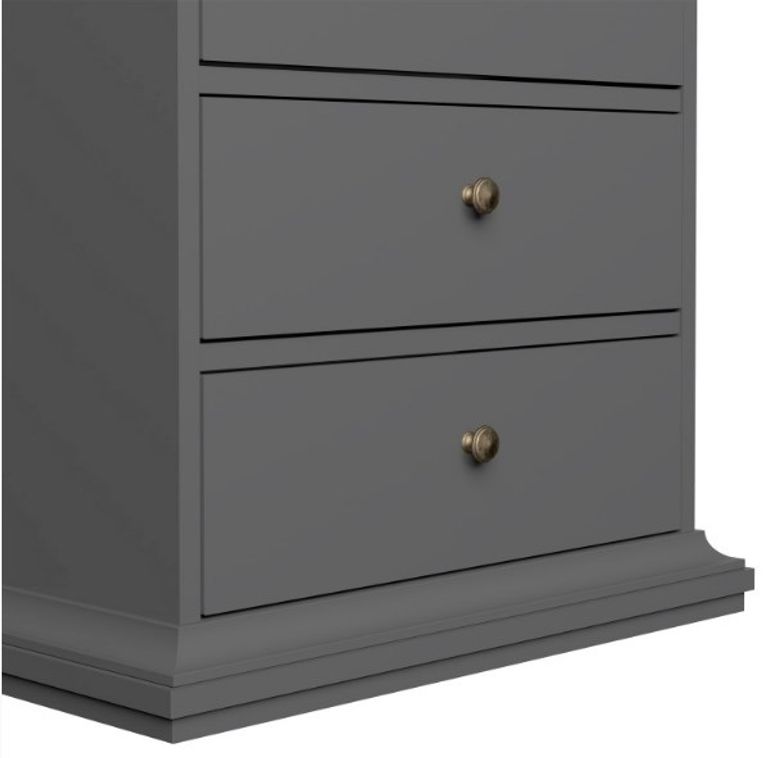Paris Grey 5 Drawer Narrow Chest