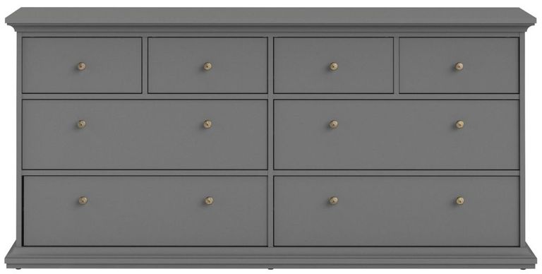 Paris Grey 8 Drawer Wide Chest