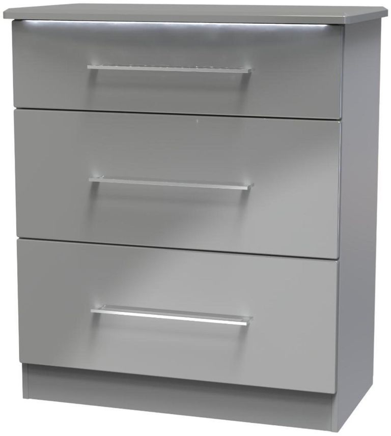 Paris Grey Gloss 3 Drawer Deep Chest