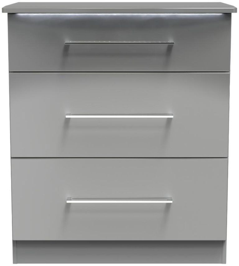 Paris Grey Gloss 3 Drawer Deep Chest