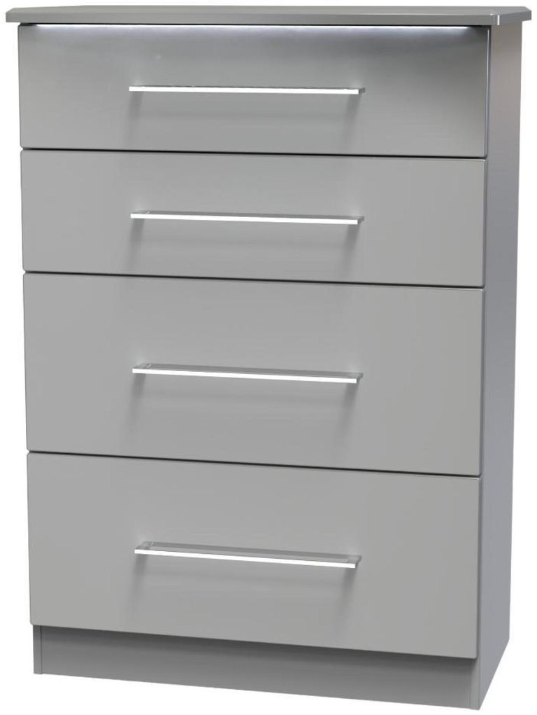Paris Grey Gloss 4 Drawer Deep Chest