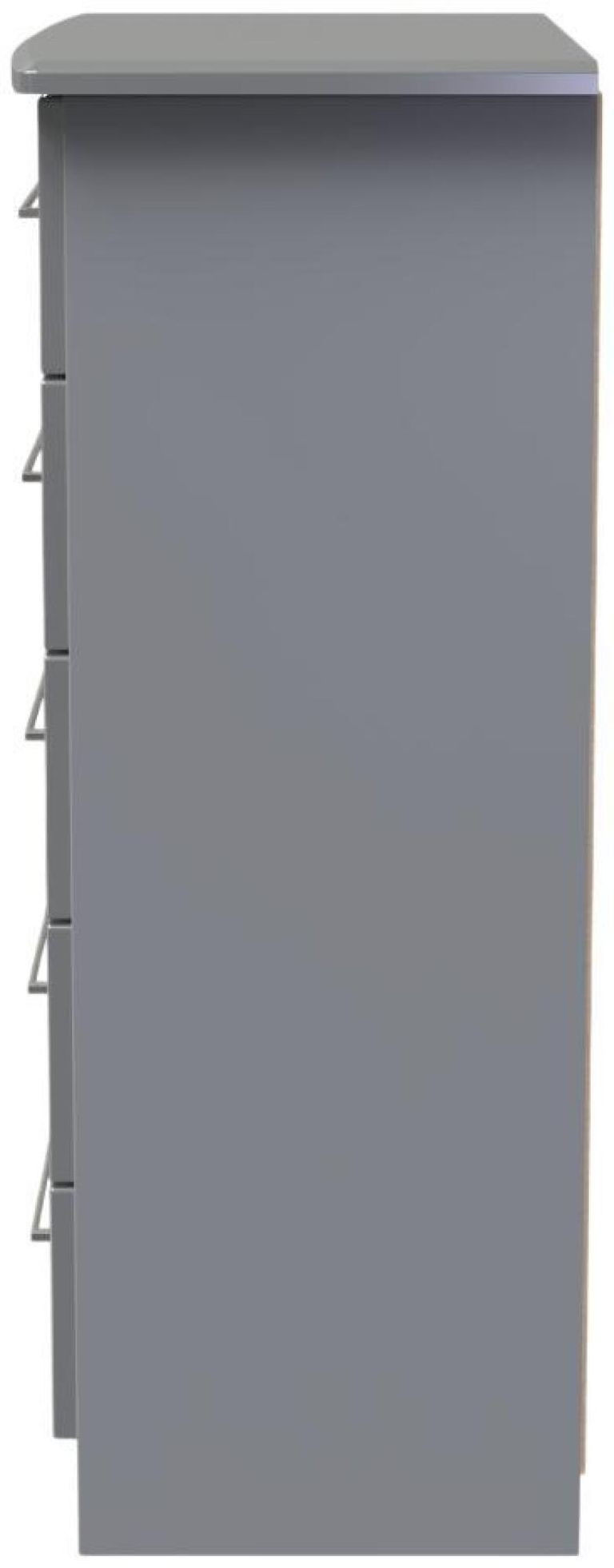 Paris Grey Gloss 5 Drawer Chest