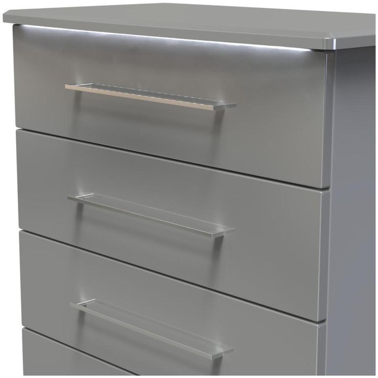 Paris Grey Gloss 5 Drawer Chest