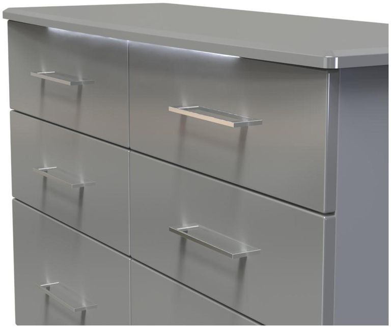 Paris Grey Gloss 6 Drawer Midi Chest