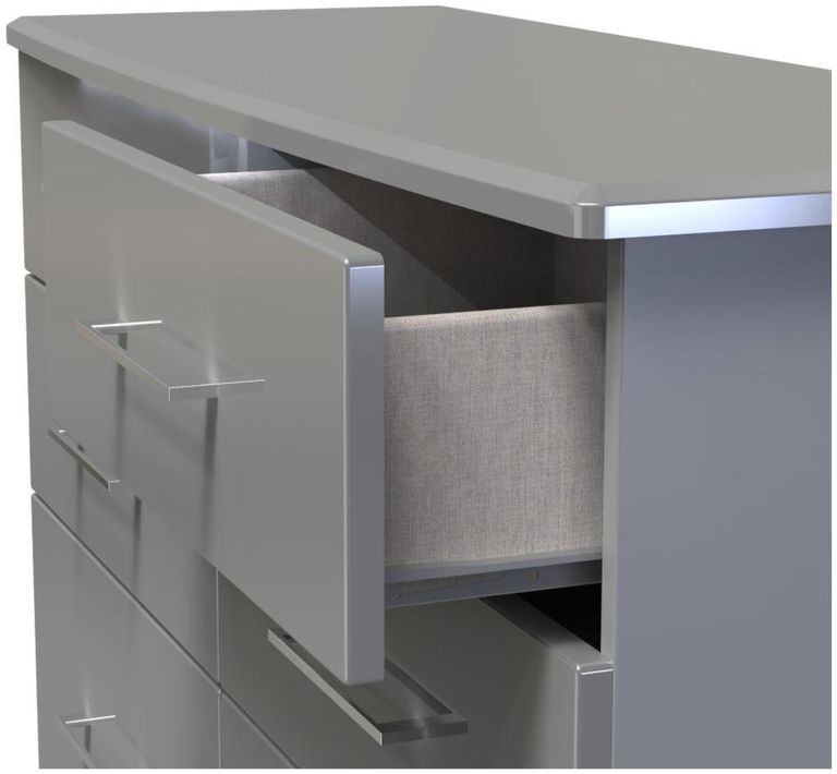 Paris Grey Gloss 6 Drawer Midi Chest