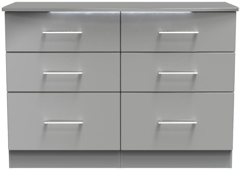 Paris Grey Gloss 6 Drawer Midi Chest
