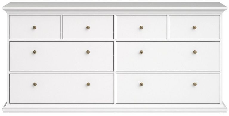 Paris White 8 Drawer Wide Chest