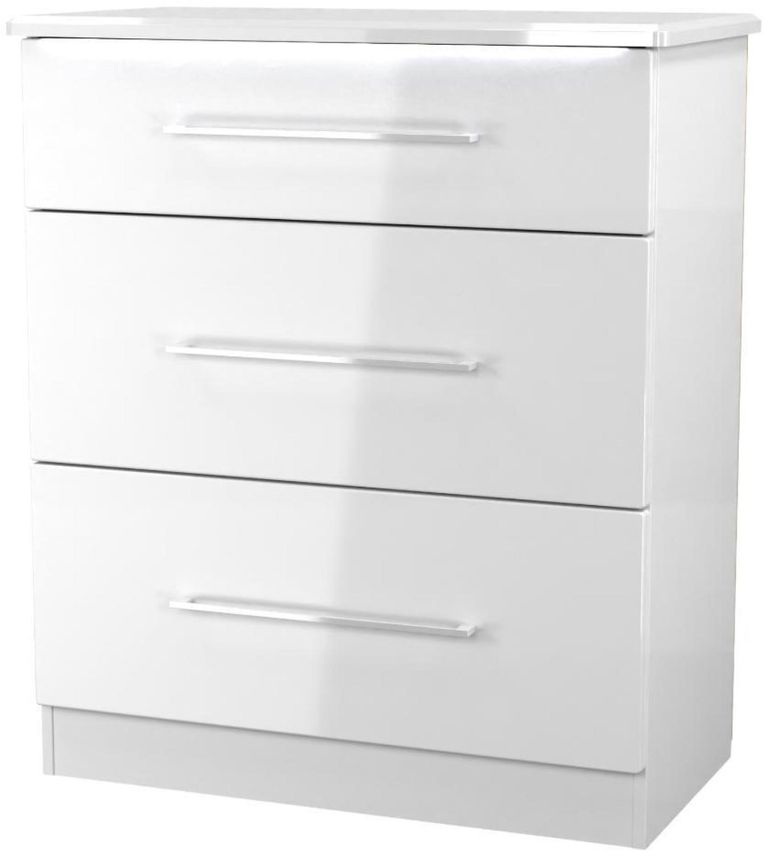 Paris White Gloss 3 Drawer Deep Chest