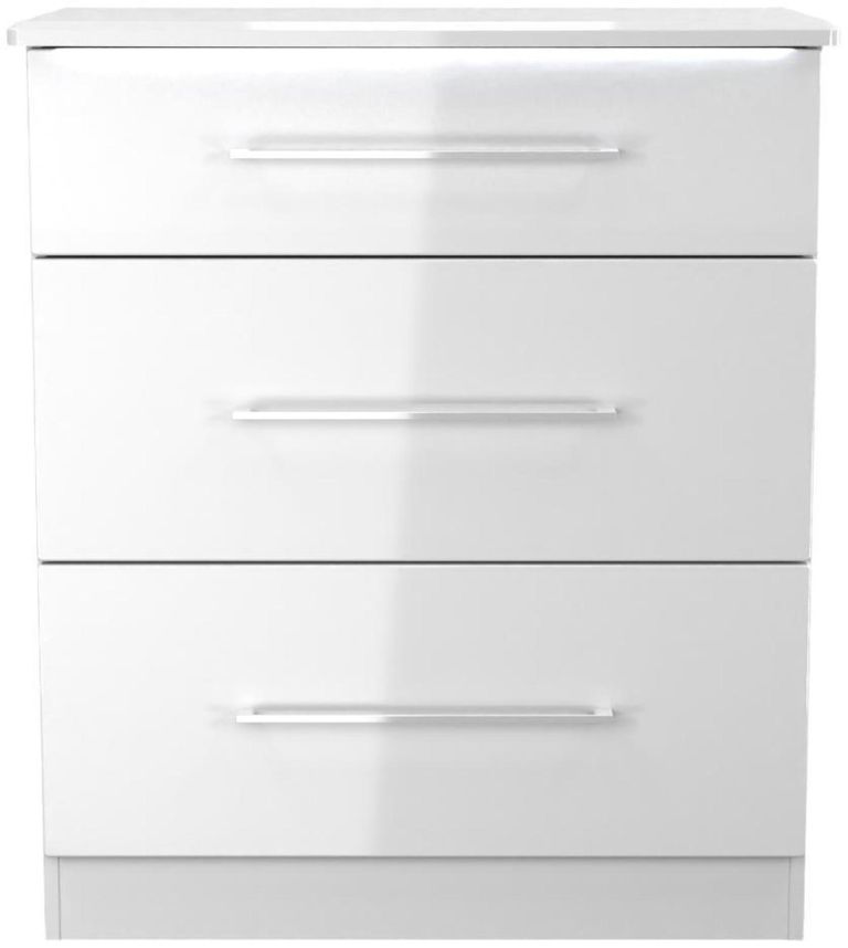 Paris White Gloss 3 Drawer Deep Chest