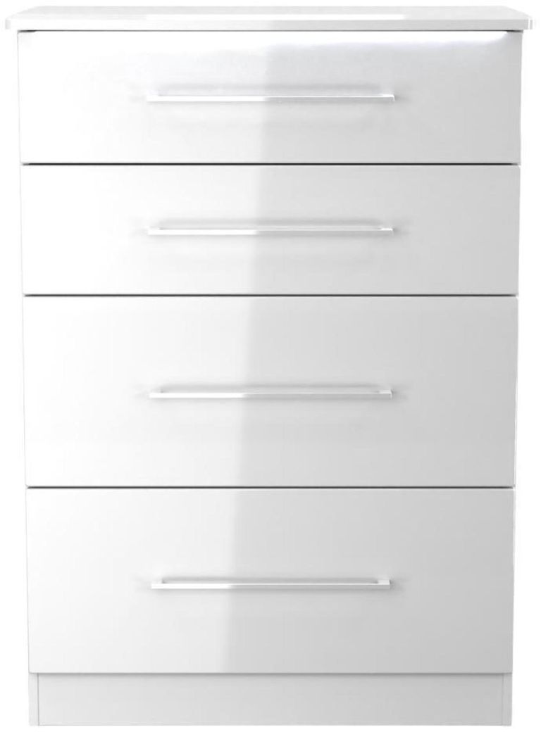 Paris White Gloss 4 Drawer Deep Chest