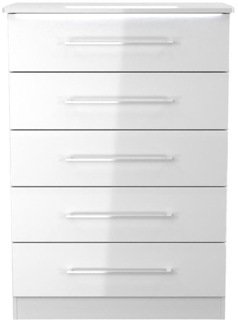 Paris White Gloss 5 Drawer Chest