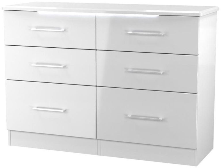 Paris White Gloss 6 Drawer Midi Chest