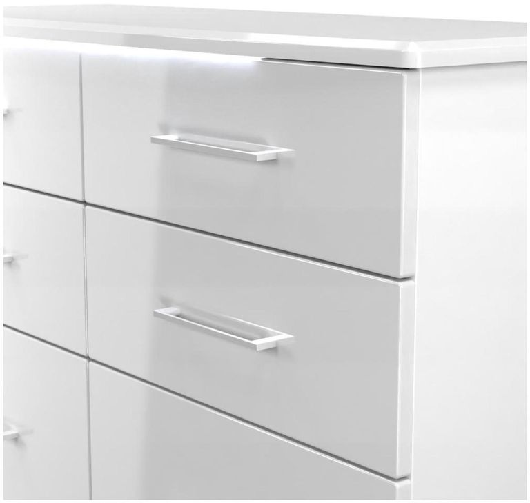 Paris White Gloss 6 Drawer Midi Chest