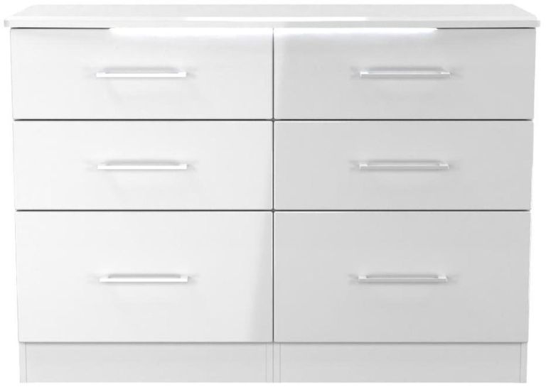 Paris White Gloss 6 Drawer Midi Chest