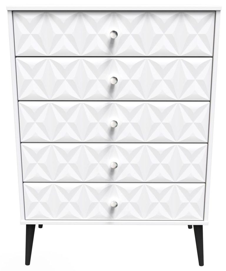 Pixel White 5 Drawer Chest