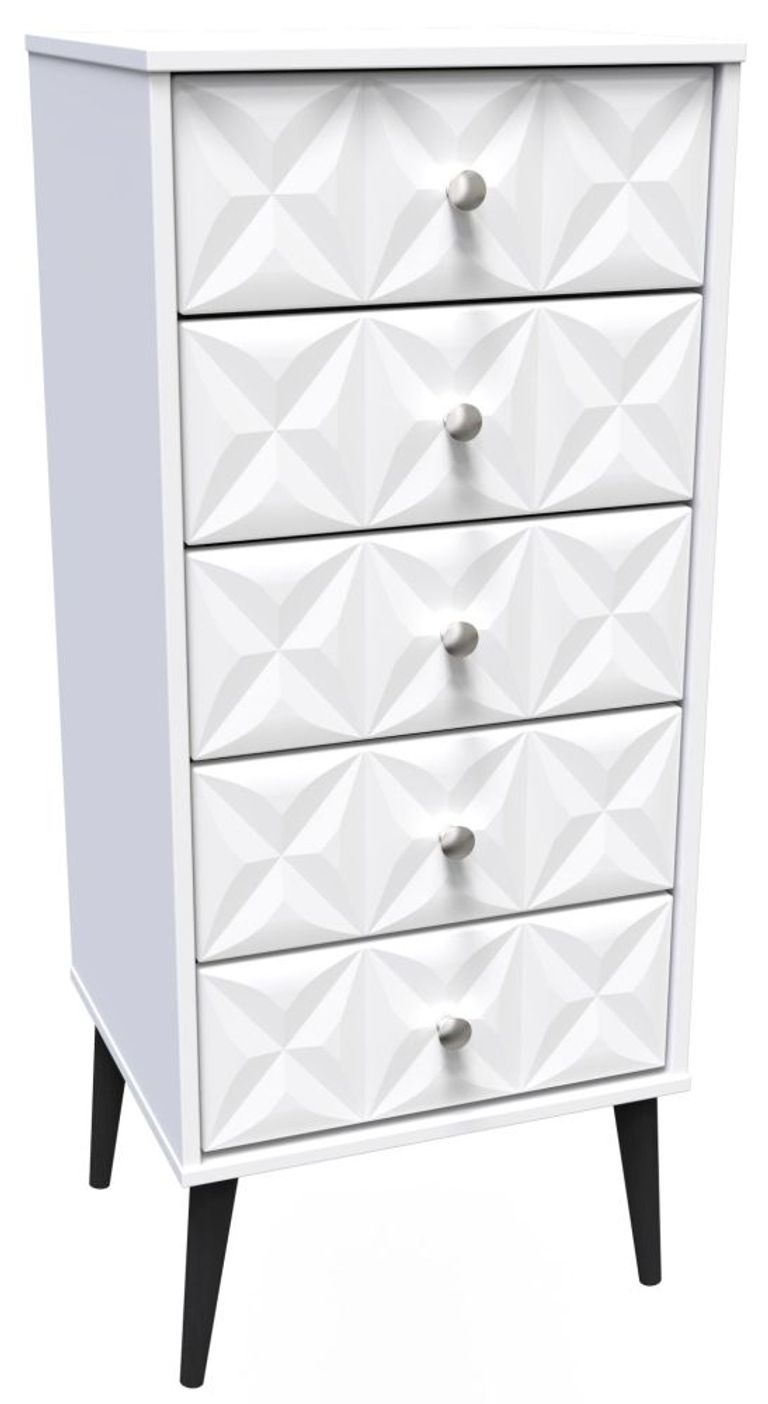 Pixel White 5 Drawer Narrow Chest