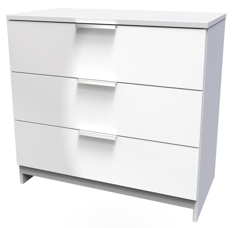 Plymouth White Gloss 3 Drawer Small Chest