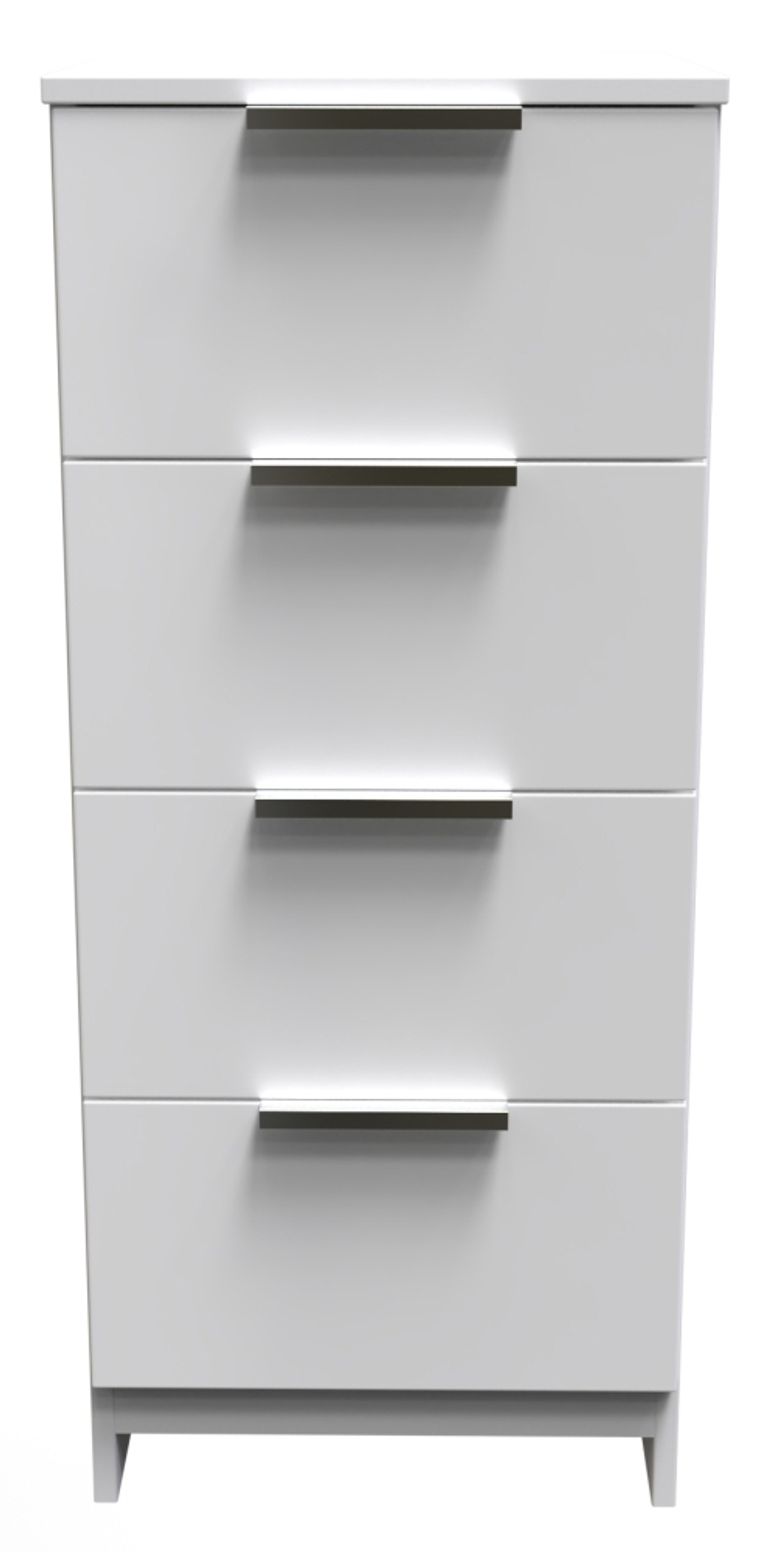 Plymouth White Gloss 4 Drawer Narrow Chest