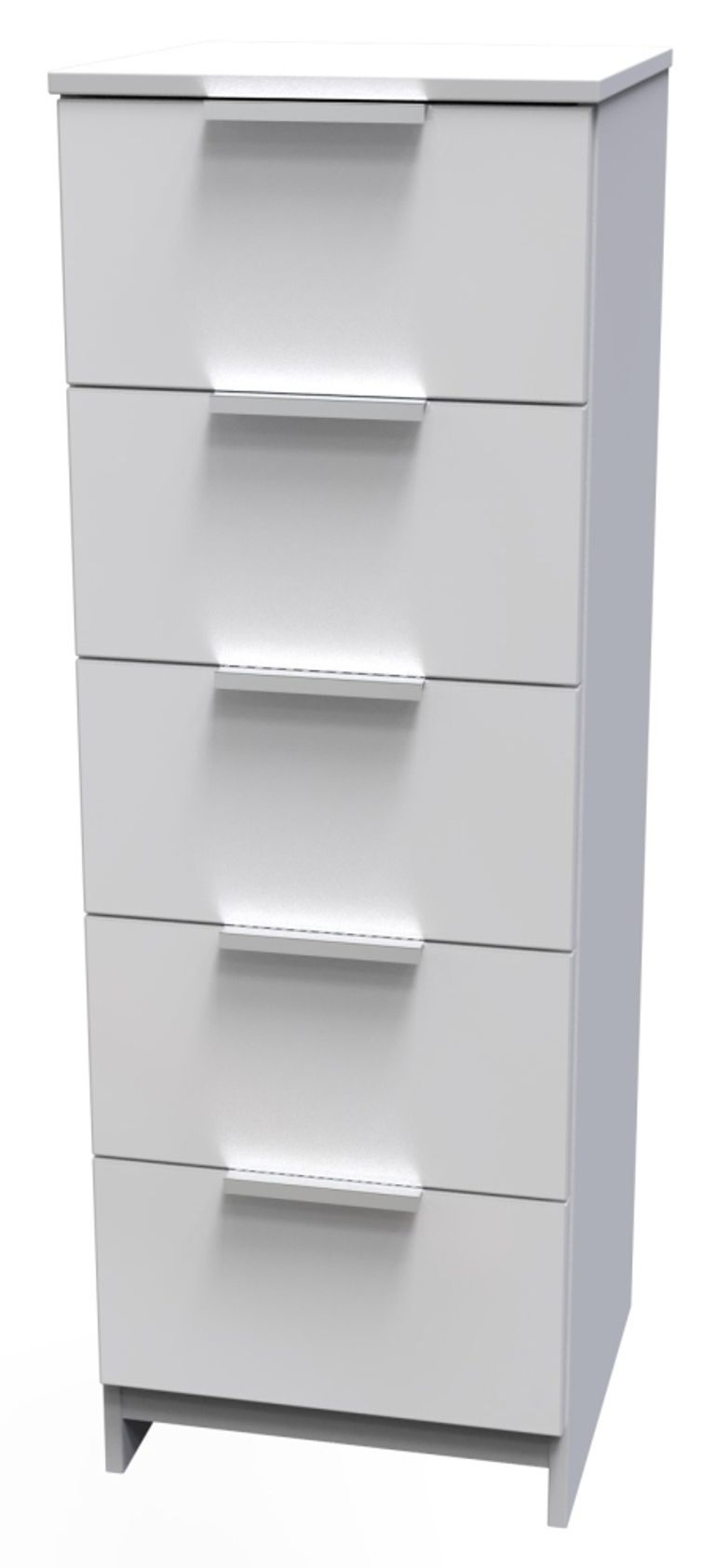 Plymouth White Gloss 5 Drawer Narrow Chest