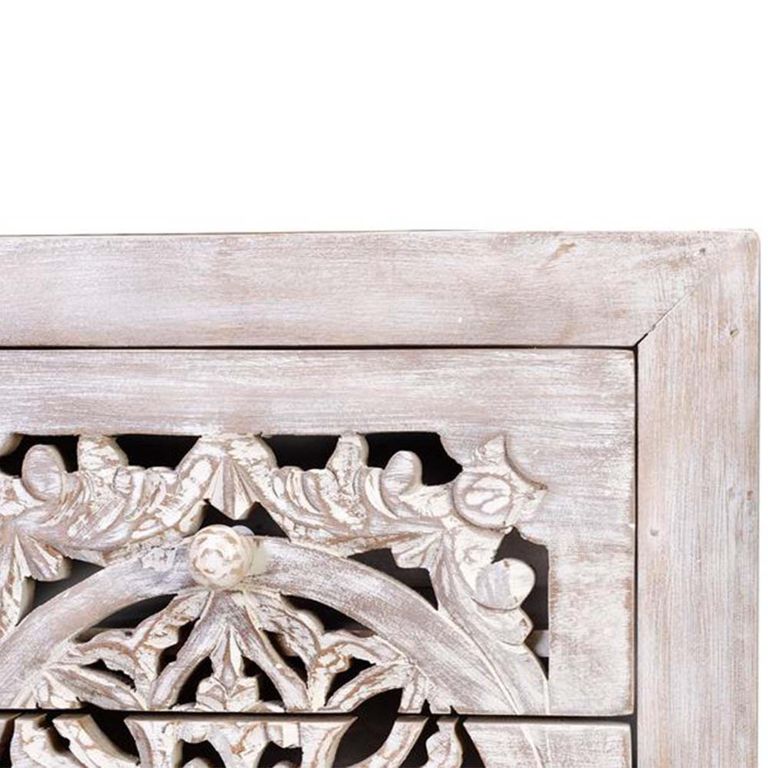 Quintana Chest - Washed Carved - Mango Wood - 5 Drawer - Tall