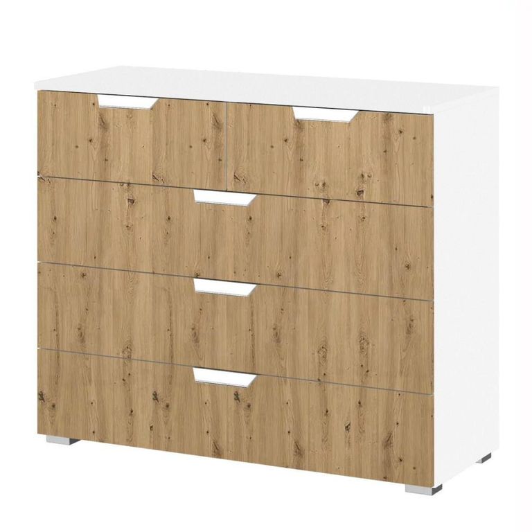 Rauch Aditio 3+2 Drawer Chest - Alpine White and Artisan Oak