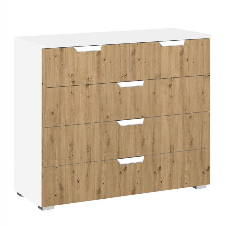 Rauch Aditio 3+2 Drawer Chest - Alpine White and Artisan Oak