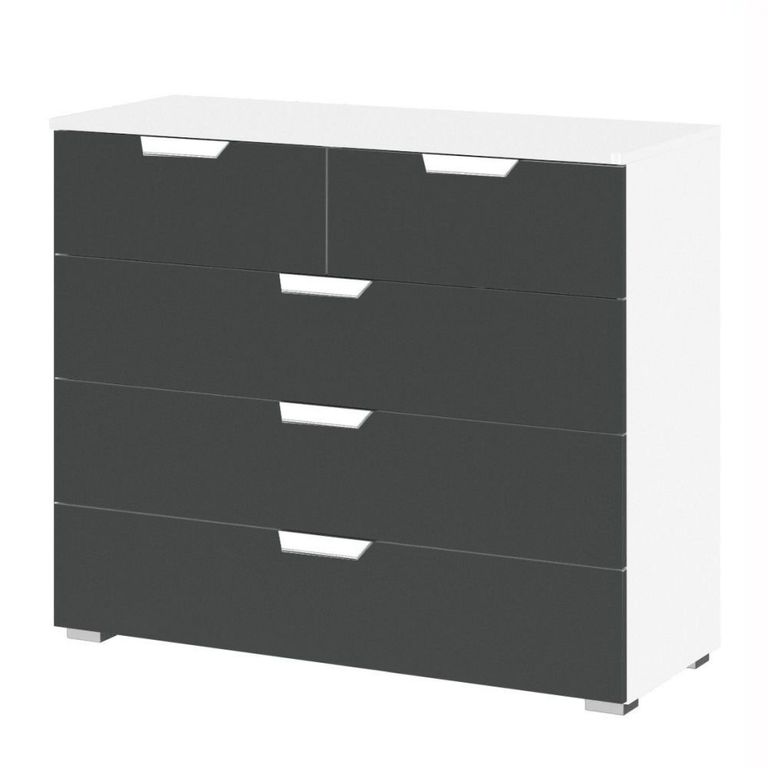 Rauch Aditio 3+2 Drawer Chest - Alpine White and Metallic Dark Grey