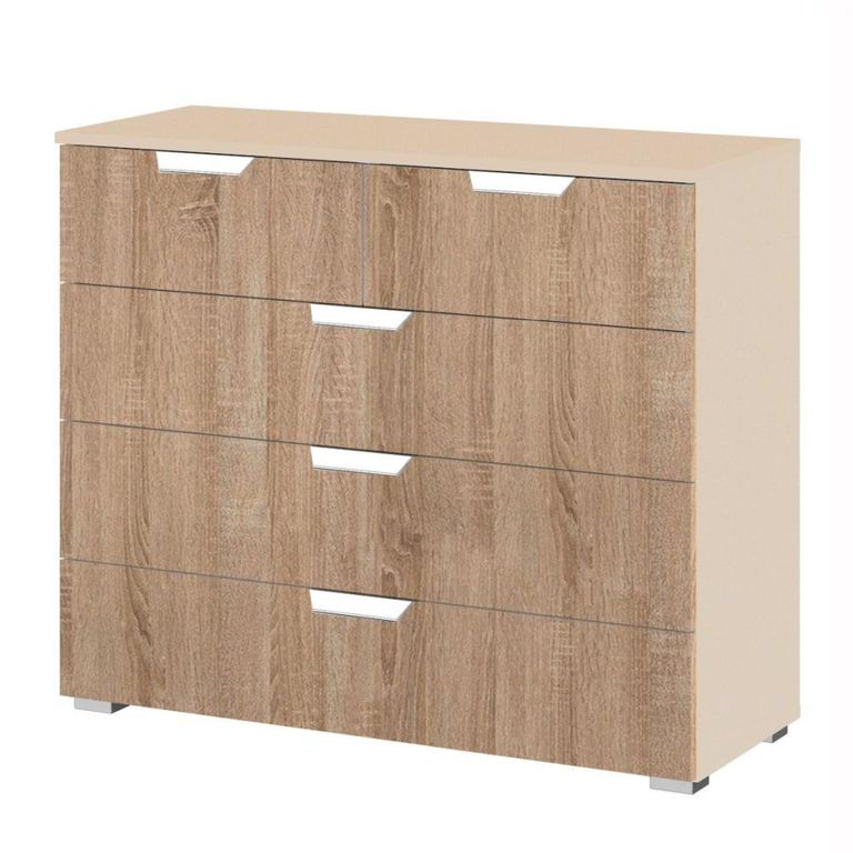Rauch Aditio 3+2 Drawer Chest - Champagne and Sonoma Oak
