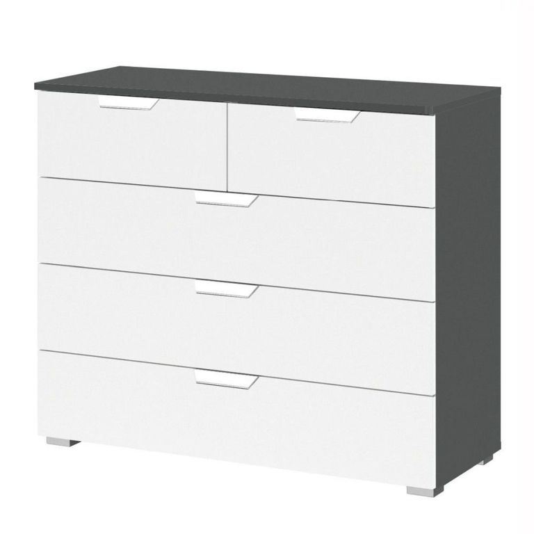 Rauch Aditio 3+2 Drawer Chest - Metallic Dark Grey and Alpine White