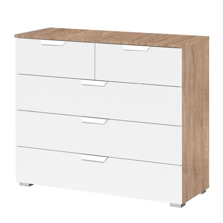 Rauch Aditio 3+2 Drawer Chest - Sonoma Oak and Alpine White