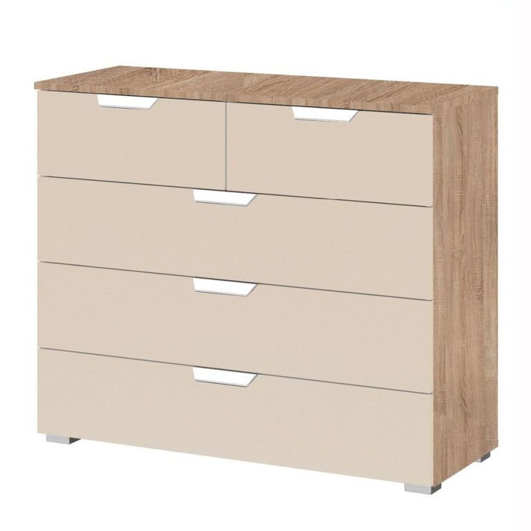 Rauch Aditio 3+2 Drawer Chest - Sonoma Oak and Champagne