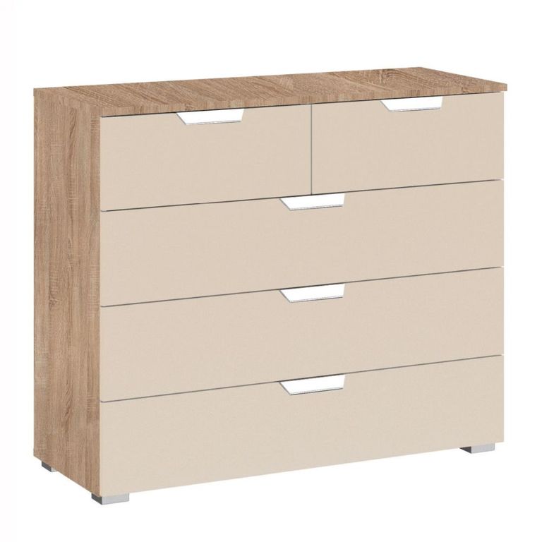 Rauch Aditio 3+2 Drawer Chest - Sonoma Oak and Champagne