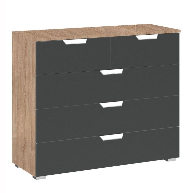 Rauch Aditio 3+2 Drawer Chest - Sonoma Oak and Metallic Dark Grey