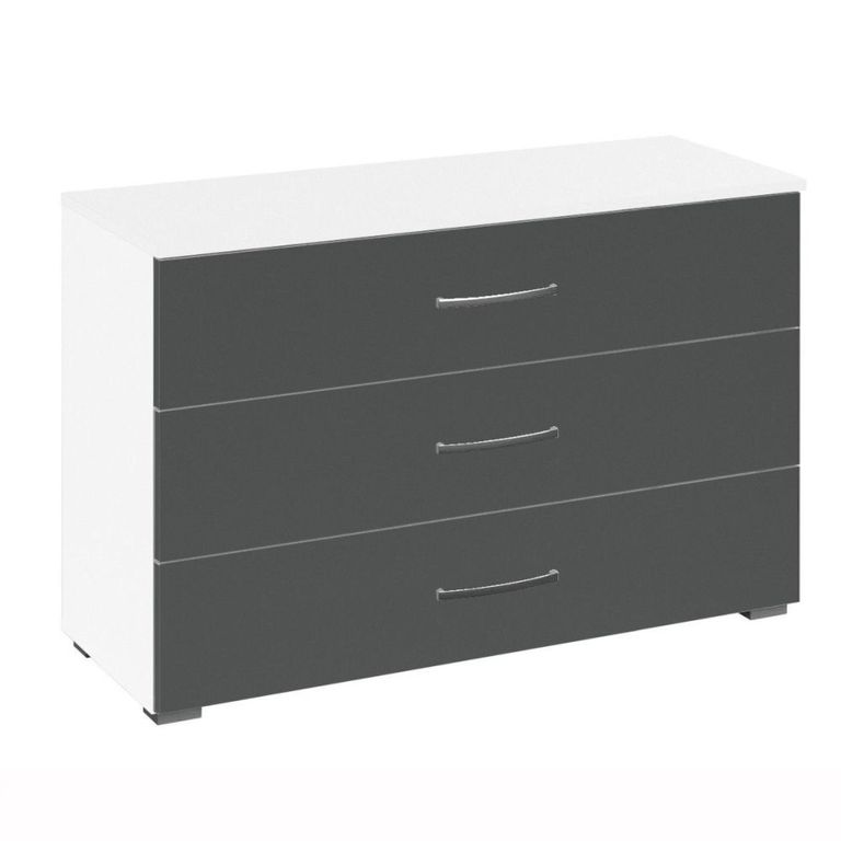 Rauch Aditio 3 Drawer Wide Chest - Alpine White and Metallic Dark Grey