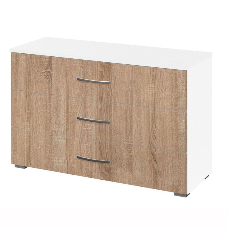 Rauch Aditio 3 Drawer Wide Chest - Alpine White and Sonoma Oak