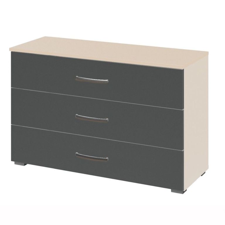Rauch Aditio 3 Drawer Wide Chest - Champagne and Metallic Dark Grey