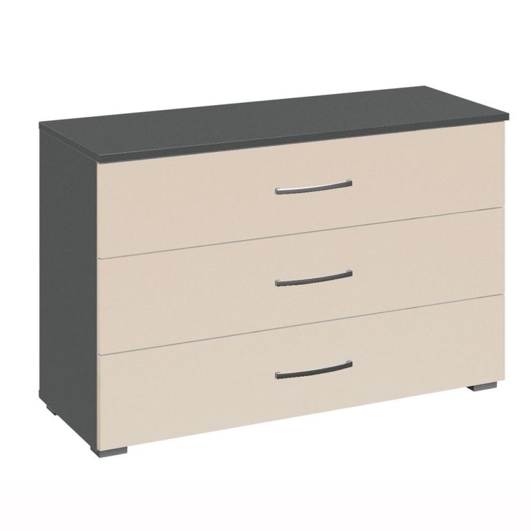 Rauch Aditio 3 Drawer Wide Chest - Metallic Dark Grey and Champagne