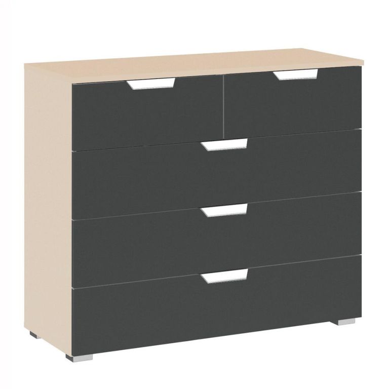 Rauch Aditio 3+2 Drawer Chest - Champagne and Metallic Dark Grey