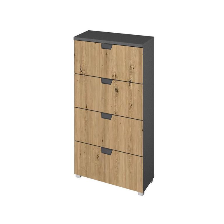 Rauch Aditio 4 Drawer Narrow Chest - Metallic Dark Grey and Artisan Oak
