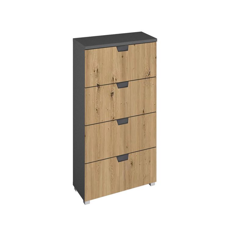 Rauch Aditio 4 Drawer Narrow Chest - Metallic Dark Grey and Artisan Oak