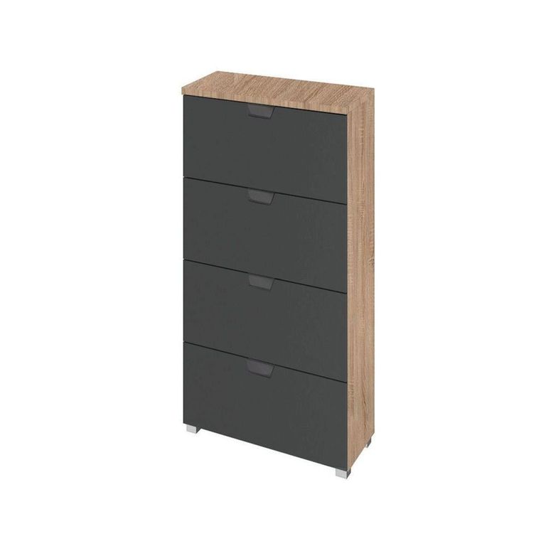 Rauch Aditio 4 Drawer Narrow Chest - Sonoma Oak and Metallic Dark Grey
