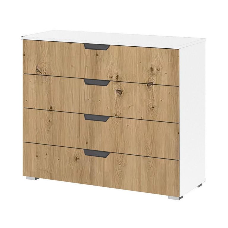 Aditio Wide Chest - 4 Drawer - Alpine White & Artisan Oak