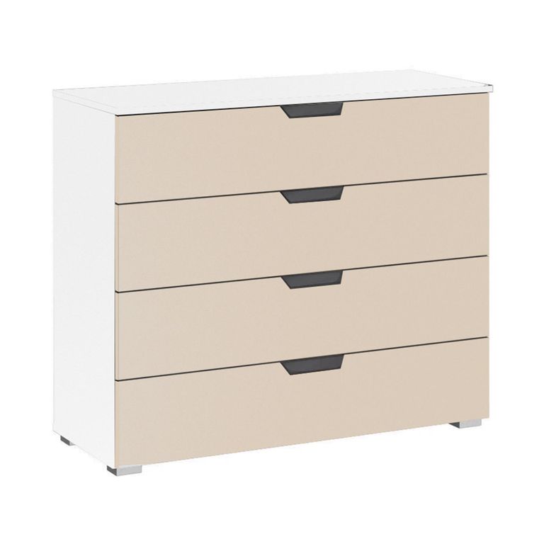 Aditio Wide Chest - 4 Drawer - Alpine White & Champagne