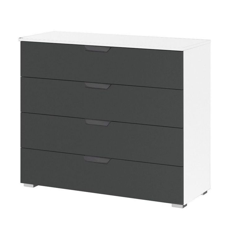 Aditio Wide Chest - 4 Drawer - Alpine White & Metallic Dark Grey