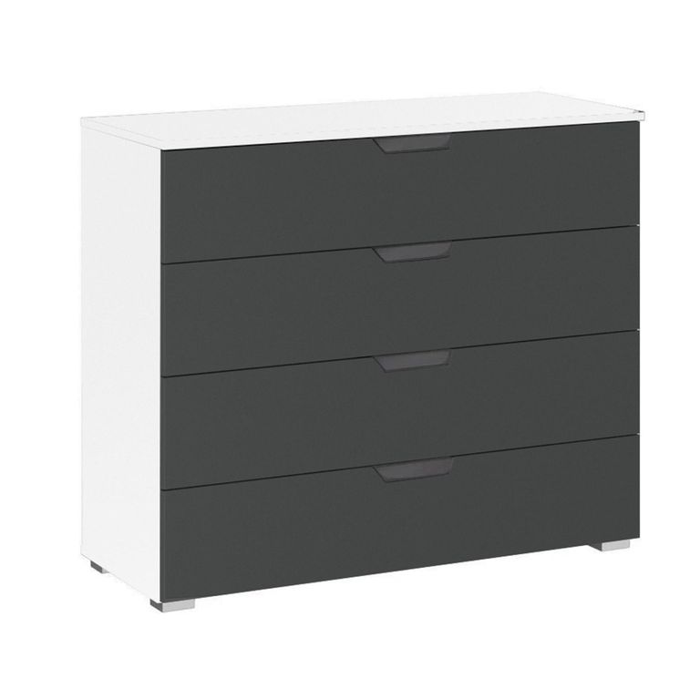 Aditio Wide Chest - 4 Drawer - Alpine White & Metallic Dark Grey