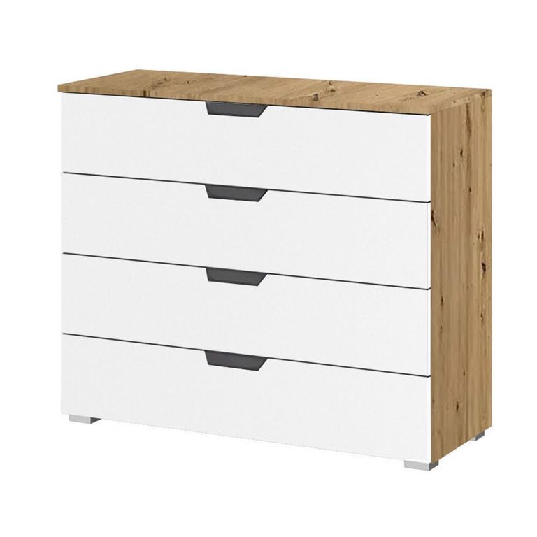Aditio Wide Chest - 4 Drawer - Artisan Oak & Alpine White